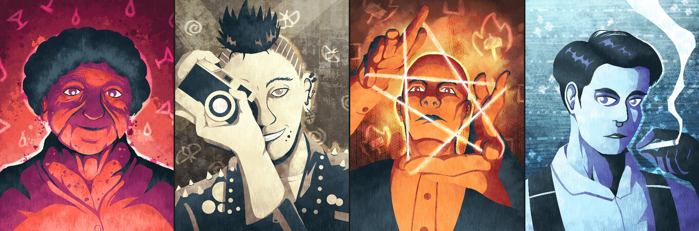 A collage of four portraits for The Matter of Being.