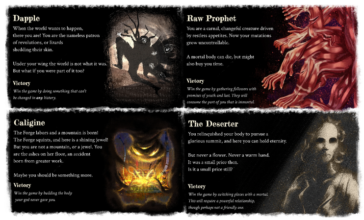 Promotional Character Concept Art Promotional Character Concept Art for four of TMOB's planned playable characters.