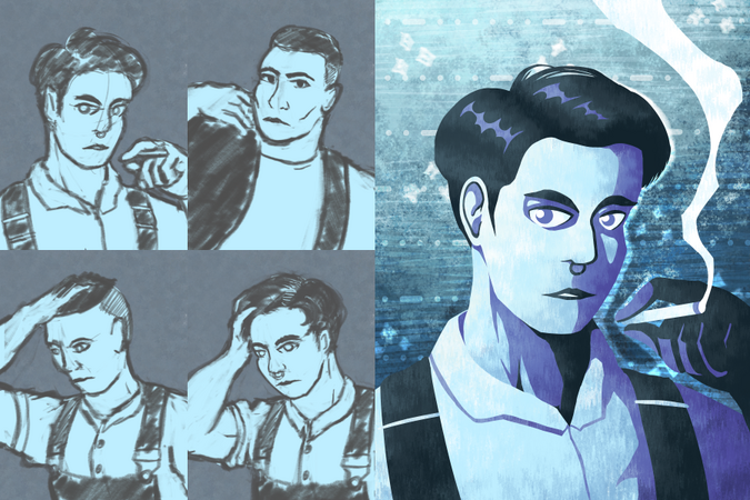 Viv Process Sketches Sketches and final Portrait for Viv from The Matter of Being