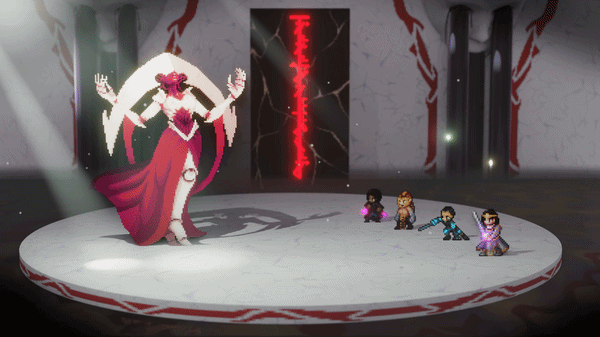 MtG All Will Be One x Octopath Traveler (2023) A scene from the Magic: The Gathering set 'All Will Be One' rendered in the style of an Octopath Traveler Boss battle.