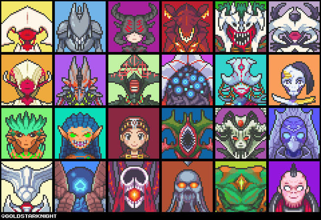 Phyrexian Portraits (2024) Some Phyrexians from MtG in the style of the PSS from Pokémon X and Y.