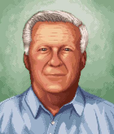 A pixel art portrait of my late grandfather.
